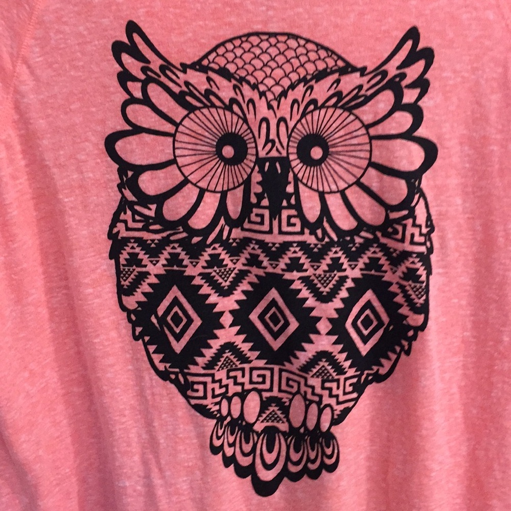 Owl hoodie lightweight peach fabric size L (11-13)